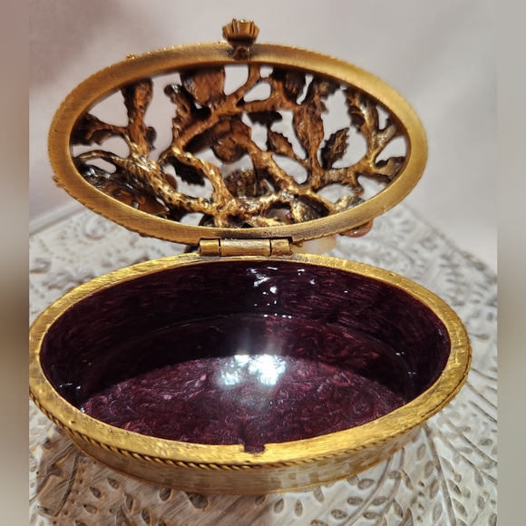 Jay Strongwater Bird on Fruit Oval Box with Tag - Picture 6 of 11